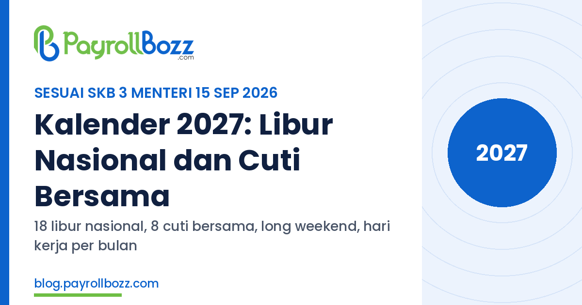 Kalender 2027: 18 libur nasional dan 8 cuti bersama sesuai SKB 3 Menteri 15 September 2026