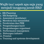 Aspek-aspek yang menjadi tanggung jawab HRD